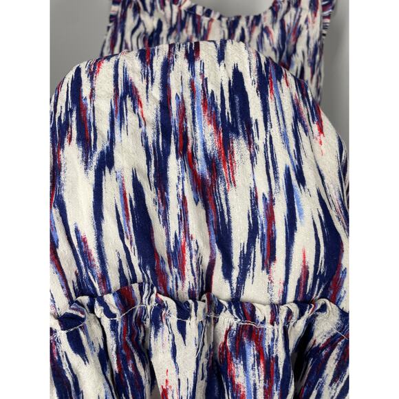 Live to be Spoiled, Size Small, White, Red, & Blue Abstract Print Tiered Dress - Picture 3 of 8